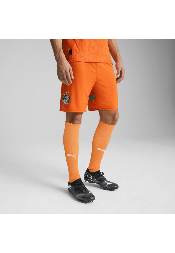 Puma - Męskie szorty Wybrzeże Kości Słoniowej 2025 PUMA Rickie Orange Jade Frost Green. Kolor: zielony, pomarańczowy, wielokolorowy, żółty. Sport: piłka nożna