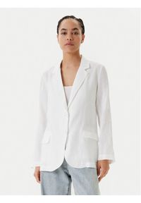 United Colors of Benetton - United Colors Of Benetton Marynarka 2AGHDW00R Biały Regular Fit. Kolor: biały. Materiał: len #1