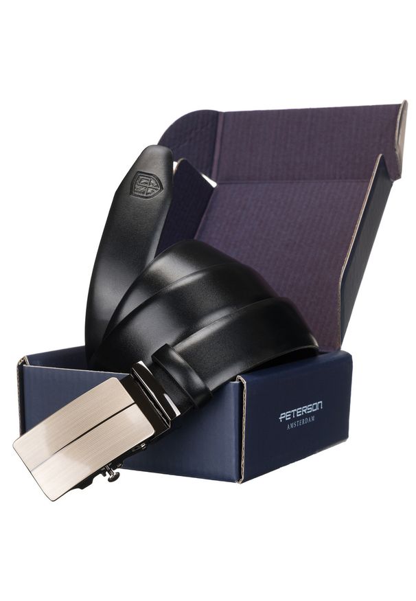 Pasek męski Peterson PTN 2772869 czarny. Kolor: czarny. Materiał: skóra. Styl: elegancki, casual