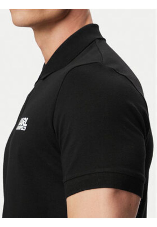 Karl Lagerfeld - KARL LAGERFELD Polo 745780 500235 Czarny Regular Fit. Typ kołnierza: polo. Kolor: czarny. Materiał: bawełna