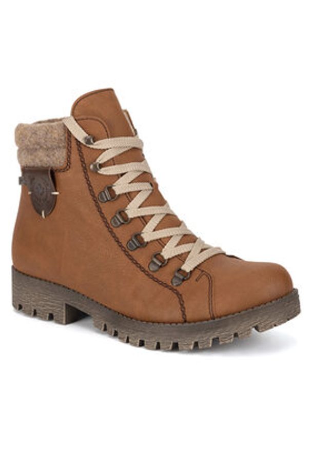 Rieker Trzewiki 785F8-22 Brązowy. Kolor: brązowy. Materiał: materiał