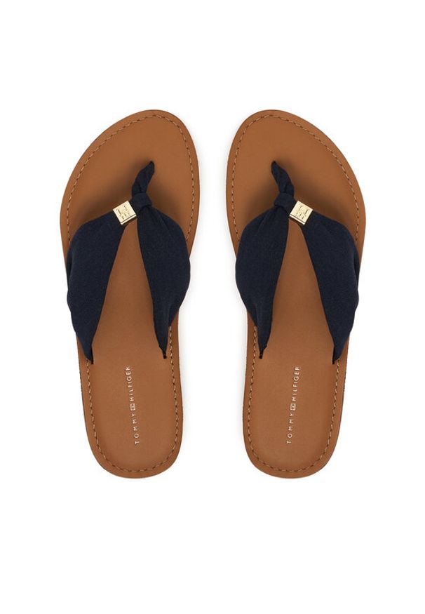 TOMMY HILFIGER - Tommy Hilfiger Japonki Th Ltr Footbed Summer Sandal FW0FW09194 Granatowy. Kolor: niebieski. Materiał: materiał