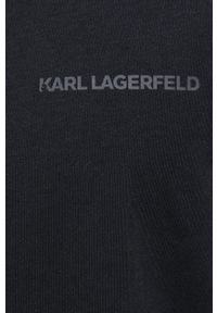 Karl Lagerfeld - Longsleeve bawełniany. Okazja: na co dzień. Typ kołnierza: golf. Kolor: czarny. Materiał: bawełna. Długość rękawa: długi rękaw. Wzór: nadruk. Styl: casual #2