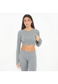 LEGEA - Koszulka Crop Top treningowa IMALA długie rękawy. Kolor: szary. Materiał: nylon, elastan. Długość rękawa: długi rękaw. Długość: długie #1