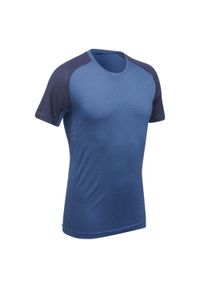 FORCLAZ - Koszulka trekkingowa męska z krótkim rękawem Forclaz Trek 500 Merino. Kolor: niebieski. Materiał: materiał, wełna, poliamid. Długość rękawa: krótki rękaw. Długość: krótkie #1