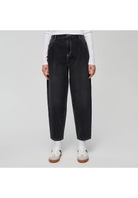 House - Jeansy balloon fit z efektem sprania czarne - Czarny. Kolor: czarny #1