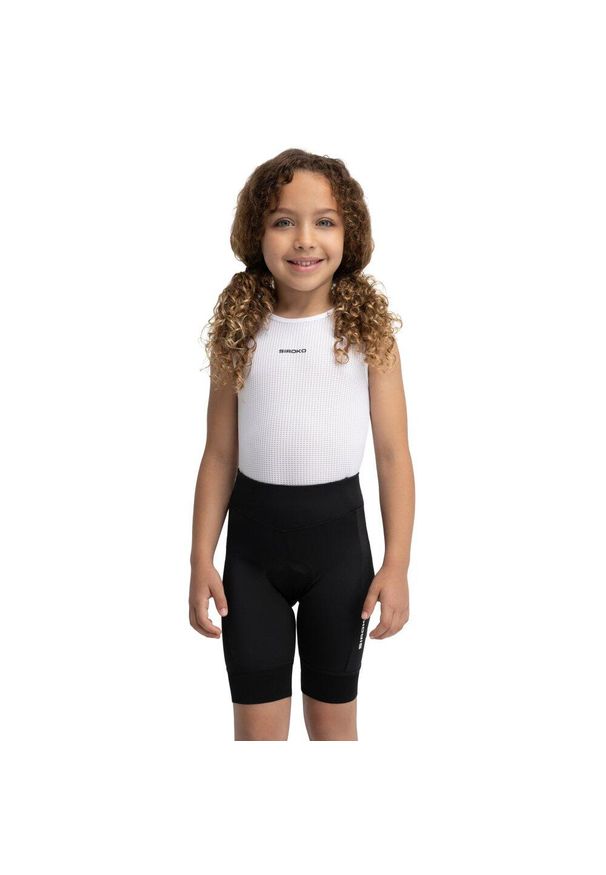 SIROKO - Dziewczęce krótkie spodenki rowerowe z wkładką Kolarstwo Siroko K-Core Racin. Kolor: czarny. Materiał: poliester, elastan. Długość: krótkie. Sezon: lato. Sport: kolarstwo
