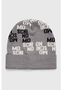 MOSCHINO - Moschino czapka wełniana kolor szary wełniana. Kolor: szary. Materiał: wełna #1