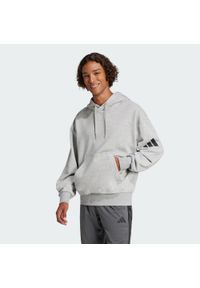 Adidas - Bluza z kapturem Essentials Loose-Fit 3 Bar Logo French Terry. Typ kołnierza: kaptur. Kolor: czarny, szary, wielokolorowy. Materiał: materiał