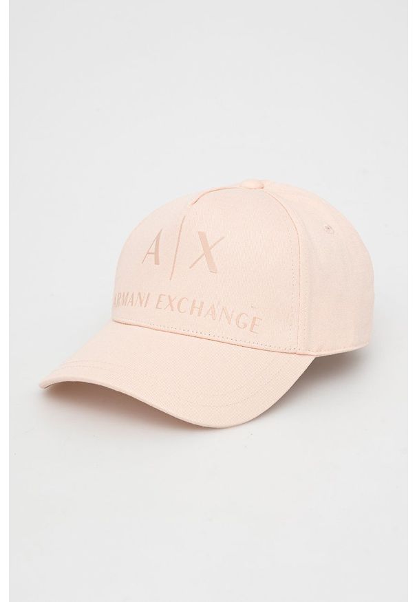 Armani Exchange czapka 944171.2R110 kolor beżowy gładka. Kolor: pomarańczowy. Wzór: gładki
