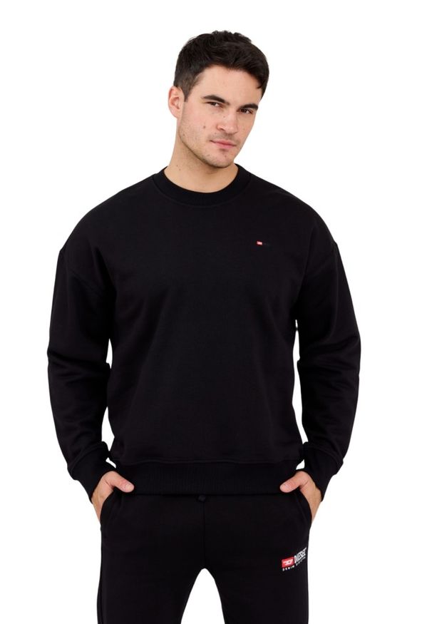 Diesel - DIESEL Czarna męska bluza S-ROB-MICRODIV, Rozmiar XXL. Kolor: czarny. Materiał: elastan, bawełna, materiał. Długość rękawa: długi rękaw. Długość: długie