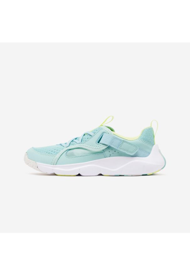 Buty sportowe dla dzieci Decathlon Playful Summer. Okazja: na uczelnię. Zapięcie: rzepy. Kolor: biały, niebieski, wielokolorowy. Materiał: tkanina, kauczuk. Szerokość cholewki: normalna. Sport: turystyka piesza