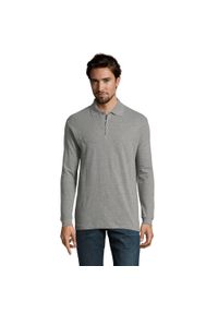 SOL'S - Koszulka Polo Z Długim Rękawem Unisex Star Plain Dla Dorosłych. Typ kołnierza: polo. Kolor: szary. Długość rękawa: długi rękaw. Długość: długie