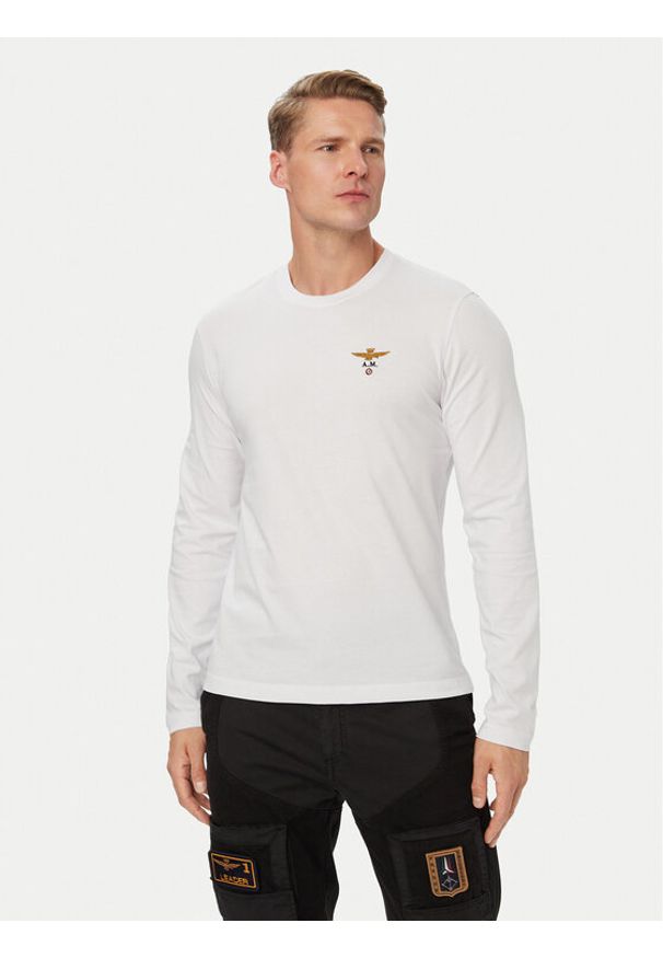 Aeronautica Militare Longsleeve 262TS2390UJ00372 Biały Regular Fit. Kolor: biały. Materiał: bawełna. Długość rękawa: długi rękaw
