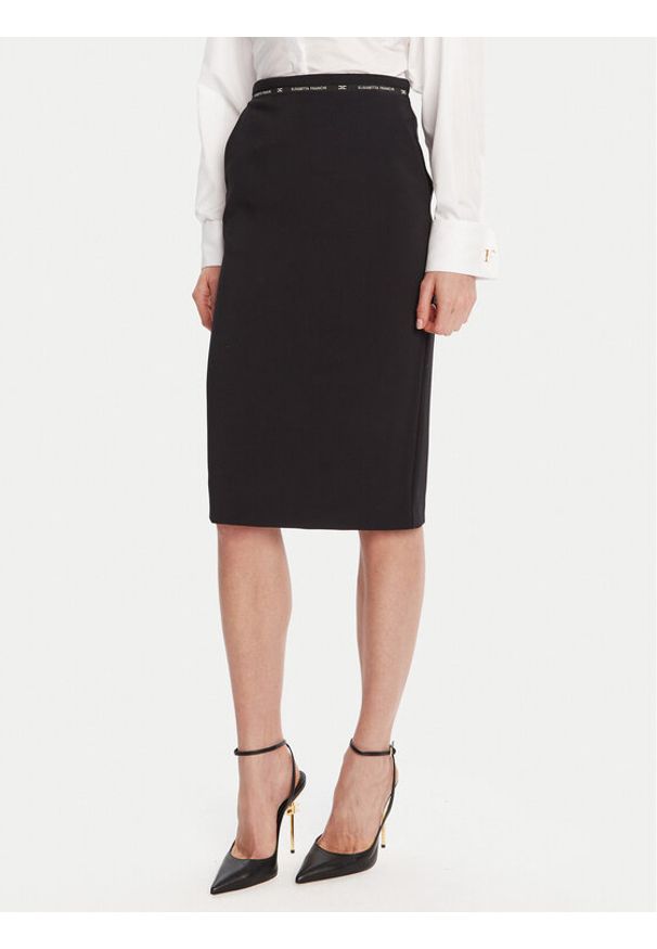 Elisabetta Franchi Spódnica midi GO-118-56E2-v220 Czarny Regular Fit. Kolor: czarny. Materiał: syntetyk