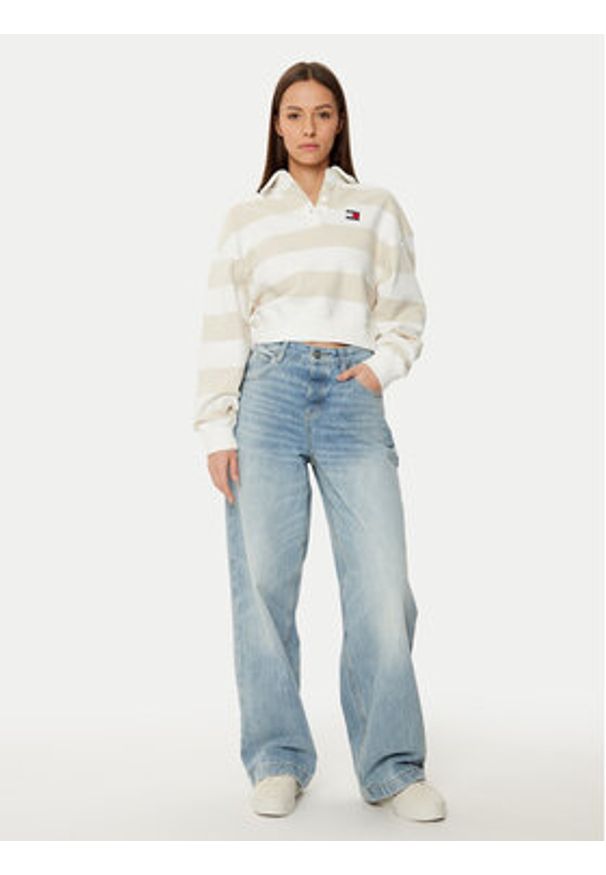 Tommy Jeans Bluza DW0DW19409 Beżowy Relaxed Fit. Kolor: beżowy. Materiał: bawełna