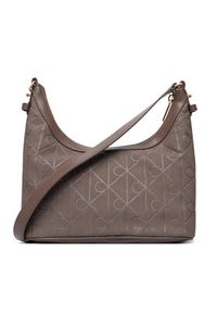 Calvin Klein Torebka Emblem Aop Sueded Shoulder Bag LV04F3880G Beżowy. Kolor: beżowy. Materiał: skórzane #2