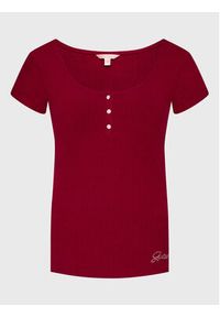Guess T-Shirt Karlee Jewel W2YP24 KBCO2 Bordowy Slim Fit. Kolor: czerwony. Materiał: wiskoza #5