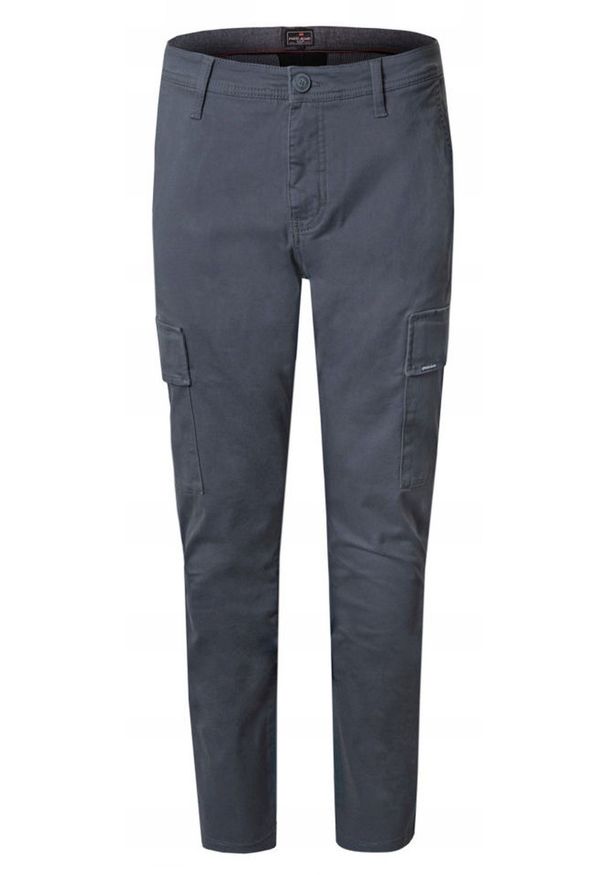 Bawełniane Spodnie z Bocznymi Kieszeniami (Cargo) - Pako Jeans - Grafitowe. Kolor: szary. Materiał: elastan, bawełna