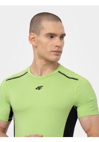 4f - Koszulka do biegania szybkoschnąca męska. Kolor: zielony. Materiał: materiał, włókno, dzianina. Sport: fitness