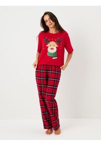 Sinsay - Świąteczna piżama dwuczęściowa z nadrukiem renifera - czerwony. Kolor: czerwony. Wzór: nadruk #1