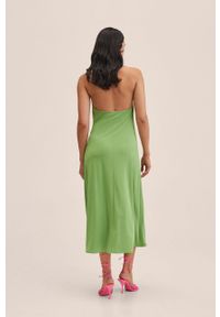 mango - Mango sukienka Acamar kolor zielony midi rozkloszowana. Typ kołnierza: dekolt halter. Kolor: zielony. Materiał: materiał. Typ sukienki: rozkloszowane. Długość: midi #5