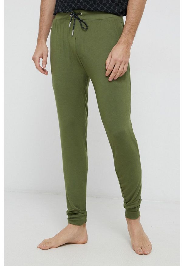 Ted Baker Spodnie piżamowe męskie kolor zielony gładka. Kolor: zielony. Materiał: dzianina. Wzór: gładki