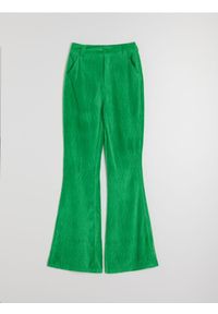 Sinsay - Welurowe spodnie z rozszerzanymi nogawkami typu dzwony - zielony. Kolor: zielony. Materiał: welur #1