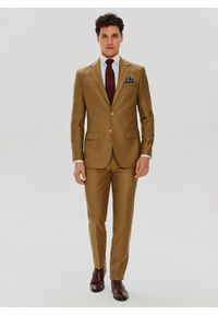 Pako Lorente - PAKO LORENTE – Jasnobrązowe garniturowe spodnie męskie z wełną. Kolor: brązowy. Materiał: wełna. Styl: elegancki