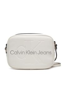 Calvin Klein Jeans Torebka Sculpted Camera Bag18 Mono K60K610275 Biały. Kolor: biały. Materiał: skórzane