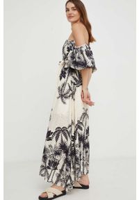 Answear Lab sukienka bawełniana kolor biały maxi rozkloszowana. Typ kołnierza: dekolt w karo. Kolor: biały. Materiał: bawełna. Typ sukienki: rozkloszowane. Styl: wakacyjny. Długość: maxi #2