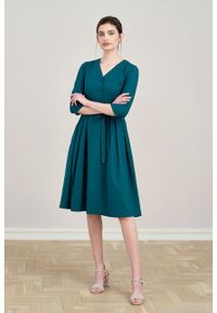Marie Zélie - Sukienka Alodia ciemna zieleń. Materiał: bawełna, wiskoza, skóra, materiał #7
