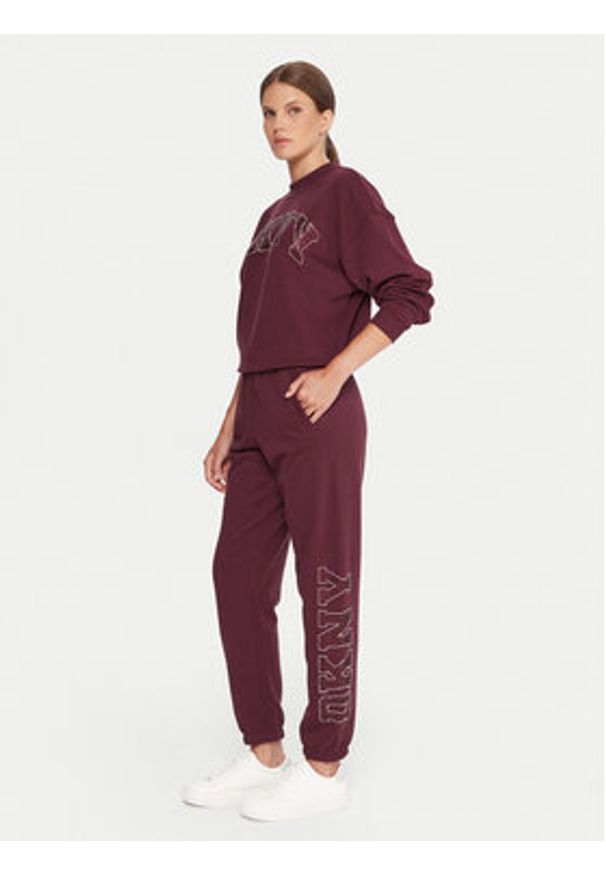 DKNY Sport Spodnie dresowe DP5P3737 Bordowy Regular Fit. Kolor: czerwony. Materiał: bawełna