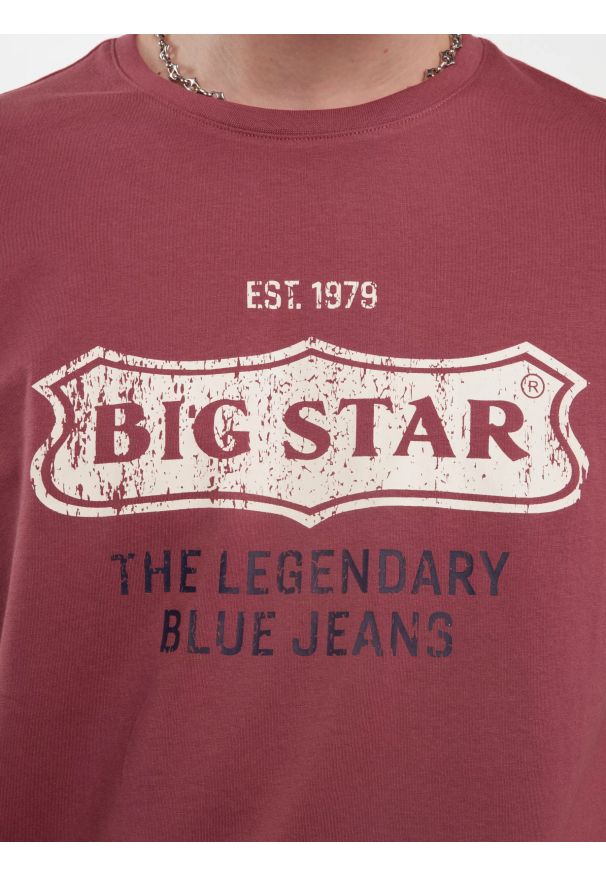 Big-Star - Koszulka męska z nadrukiem ciemnoróżowa Millaner 602. Kolor: różowy. Materiał: bawełna. Wzór: nadruk. Sezon: lato. Styl: klasyczny, elegancki
