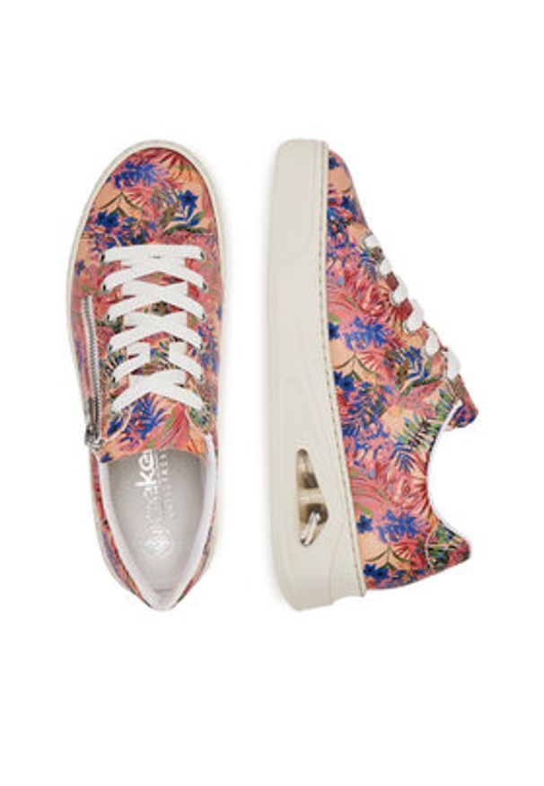 Rieker Sneakersy N6401-90 Różowy. Kolor: różowy. Materiał: materiał, syntetyk