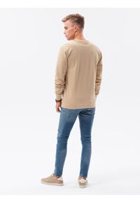 Ombre Clothing - Bluza męska bez kaptura - żółta V4 - Rozmiar: S. Typ kołnierza: bez kaptura. Kolor: żółty. Materiał: jeans, poliester, bawełna. Styl: klasyczny, elegancki #4