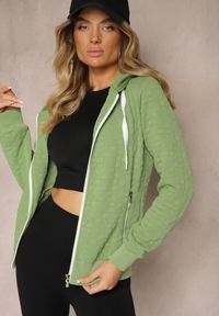 Renee - Zielona Bluza z Bawełną i Kapturem na Suwak Arsetia. Okazja: na co dzień. Typ kołnierza: kaptur. Kolor: zielony. Materiał: bawełna. Długość rękawa: długi rękaw. Długość: długie. Styl: sportowy, casual #5