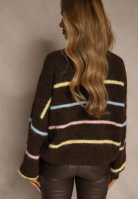 Renee - Brązowy Golf z Wełną w Paski Monallesa. Okazja: na co dzień. Typ kołnierza: golf. Kolor: brązowy. Materiał: wełna. Wzór: paski. Sezon: jesień. Styl: casual #5