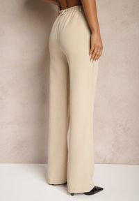 Renee - Ciemnobeżowe Garniturowe Spodnie High Waist z Kieszeniami Blathe. Stan: podwyższony. Kolor: beżowy #3