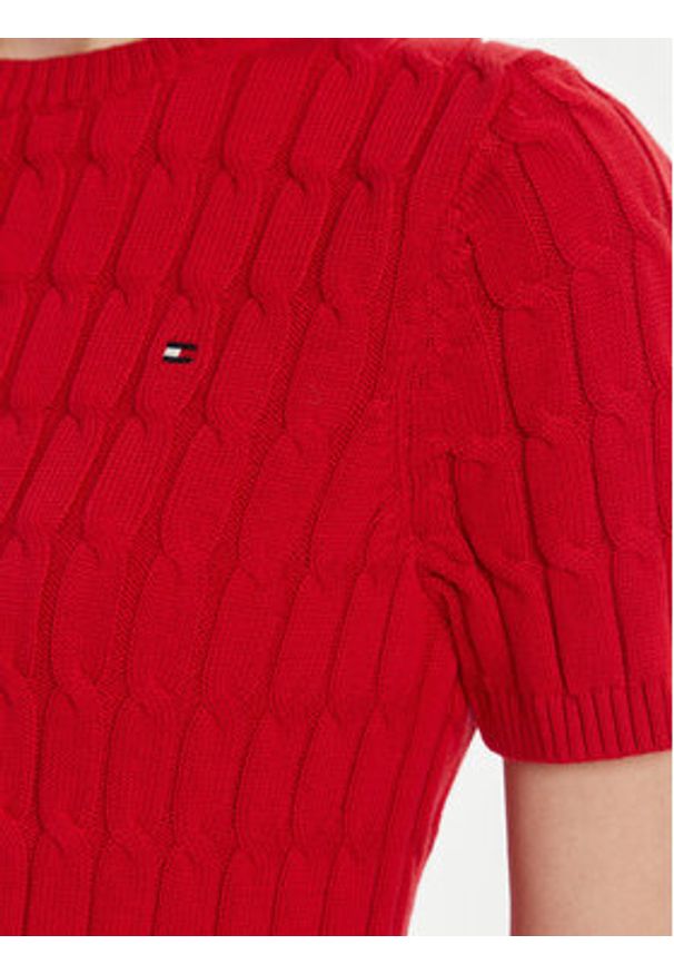 TOMMY HILFIGER - Tommy Hilfiger Sweter WW0WW45656 Czerwony Regular Fit. Kolor: czerwony. Materiał: bawełna