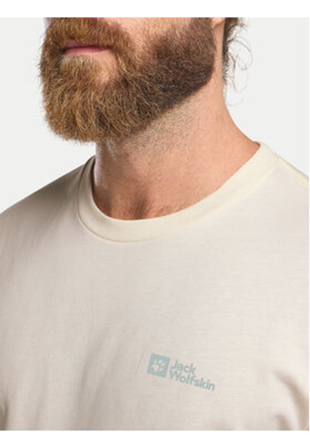 Jack Wolfskin T-Shirt Essential 1808382 Écru Regular Fit. Materiał: bawełna