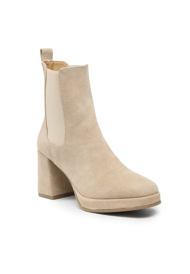 Botki Tamaris 1-25301-20 Cream 427. Kolor: beżowy. Materiał: zamsz, skóra