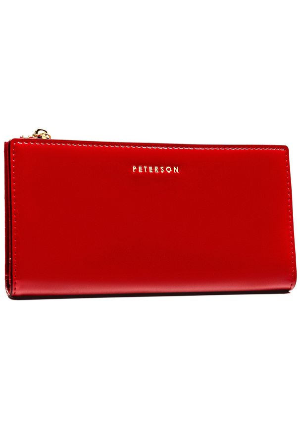 Portfel damski Peterson PTN 004-LAK czerwony. Kolor: czerwony. Materiał: skóra ekologiczna, lakier. Wzór: gładki