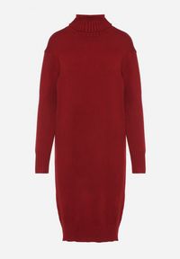 Born2be - Bordowa Dzianinowa Sukienka z Bawełną o Prostym Kroju z Golfem Tesala. Okazja: do pracy, na spotkanie biznesowe. Typ kołnierza: golf. Kolor: czerwony. Materiał: bawełna, dzianina. Wzór: jednolity. Typ sukienki: proste. Styl: biznesowy, klasyczny #7
