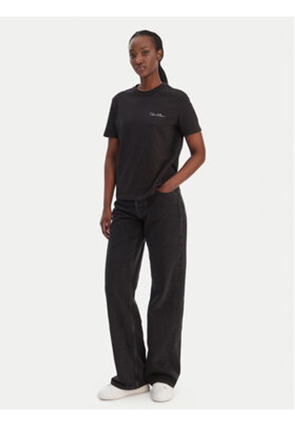 Calvin Klein Jeans T-Shirt LV047E809G Czarny Classic Fit. Kolor: czarny. Materiał: bawełna