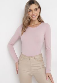 Born2be - Ciemnoróżowa Dopasowana Bluzka z Elastycznej Bawełny Loreen. Okazja: na co dzień. Kolor: różowy. Materiał: bawełna. Styl: klasyczny, casual, elegancki #4