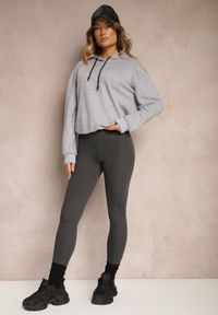 Renee - Ciemnoszare Gładkie Legginsy z Długimi Nogawkami i Gumką w Talii Delicilla. Okazja: na co dzień. Kolor: szary. Materiał: guma. Długość: długie. Wzór: gładki. Styl: casual, elegancki