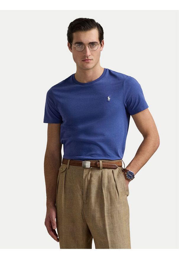 Polo Ralph Lauren T-Shirt 710671438427 Niebieski Custom Slim Fit. Typ kołnierza: polo. Kolor: niebieski. Materiał: bawełna