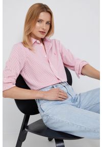 Polo Ralph Lauren koszula bawełniana 211784161030 damska kolor różowy regular z kołnierzykiem klasycznym. Typ kołnierza: kołnierzyk klasyczny, polo. Kolor: różowy. Materiał: bawełna. Styl: klasyczny #1