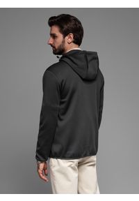 Ombre Clothing - Kurtka lekka męska z łączonych materiałów z kapturem i ozdobnym pikowaniem – czarna V5. Okazja: na co dzień. Typ kołnierza: kaptur. Kolor: czarny. Materiał: materiał. Wzór: aplikacja. Styl: casual #12